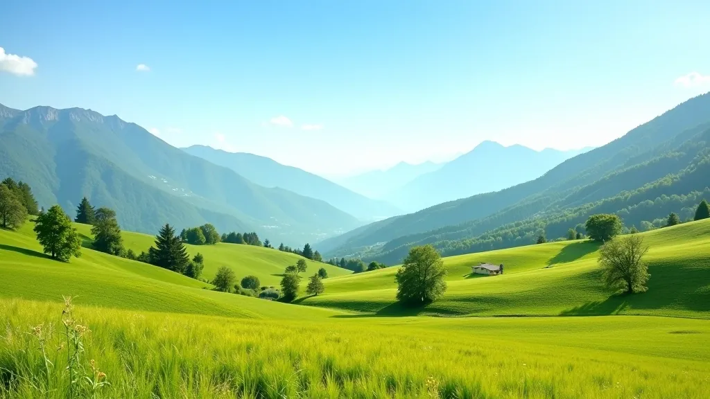Krásná horská krajina s údolím a zelenou vegetací